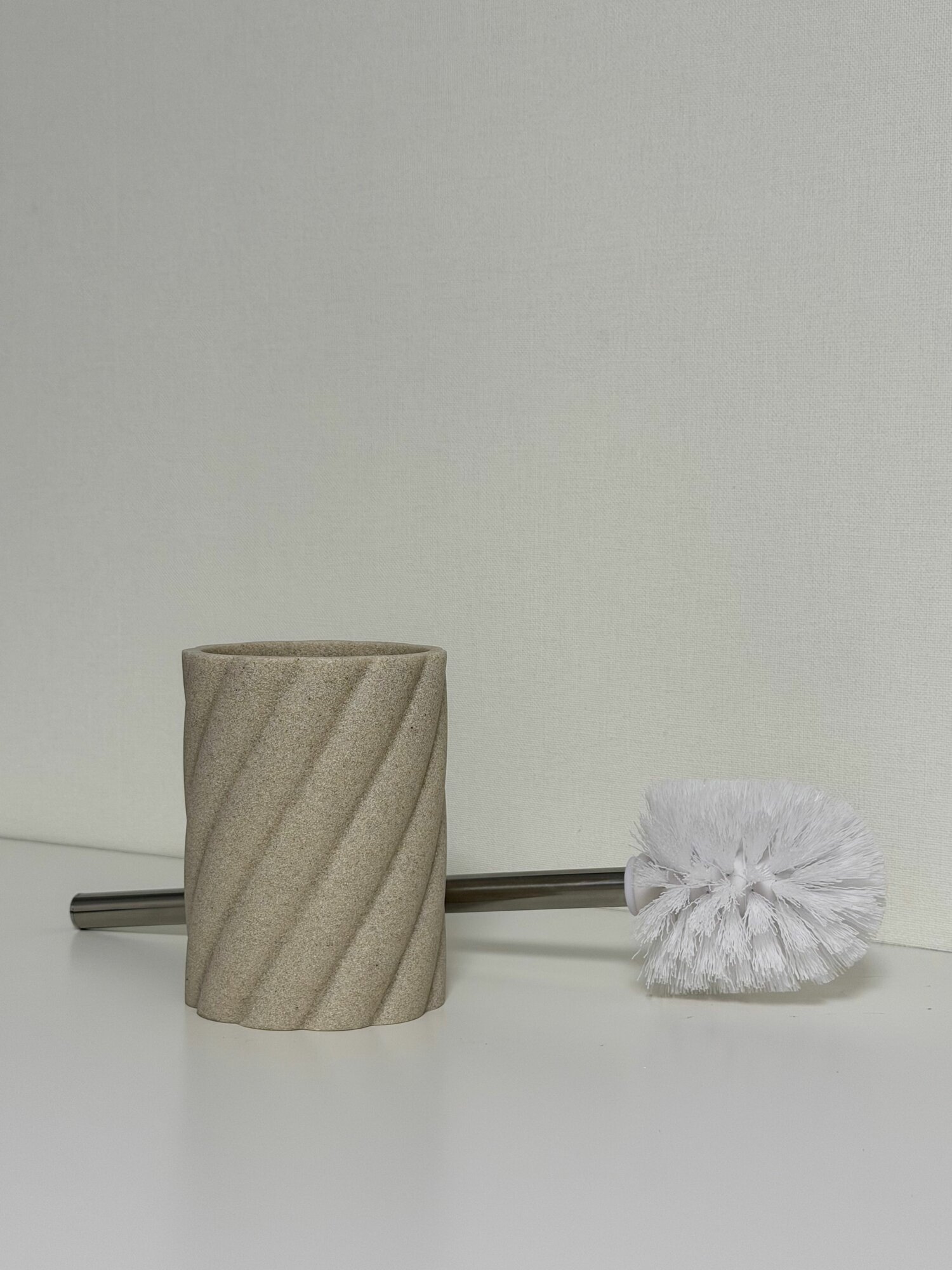 Ершик для унитаза с подставкой / ершик для туалета напольный бежевый