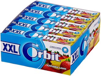 Жевательная резинка Orbit XXL Клубника-банан, без сахара, 20 шт. х 20,4 г