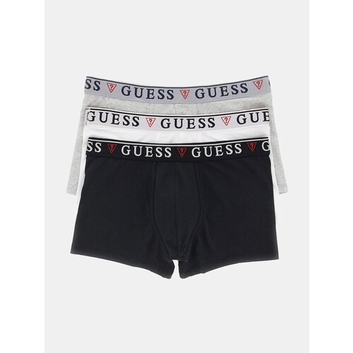 Трусы боксеры GUESS, средняя посадка, размер 48/M, черный, синий, 3 шт.