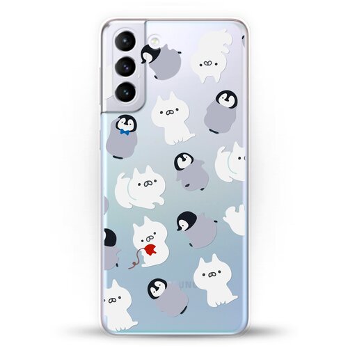 фото Силиконовый чехол котики и пингвины на samsung galaxy s21+ andy & paul