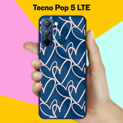 Силиконовый чехол на Tecno Pop 5 LTE Розовые сердца / для Техно Поп 5 ЛТЕ силиконовый чехол на tecno pop 5 техно поп 5 медведь