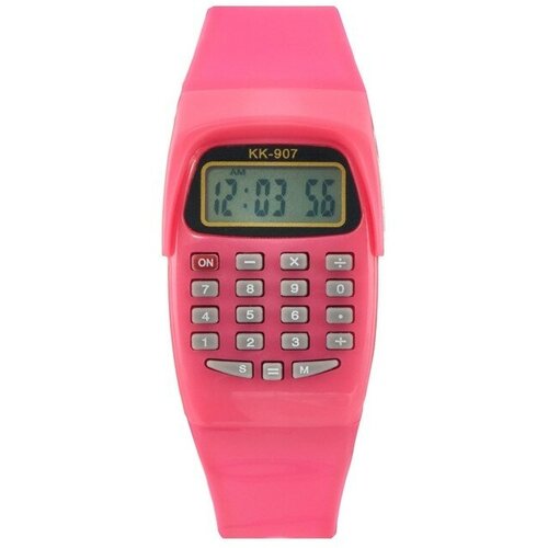 Часы наручные электронные детские с калькулятором ремешок силикон l-21 см розовые 41300₽
