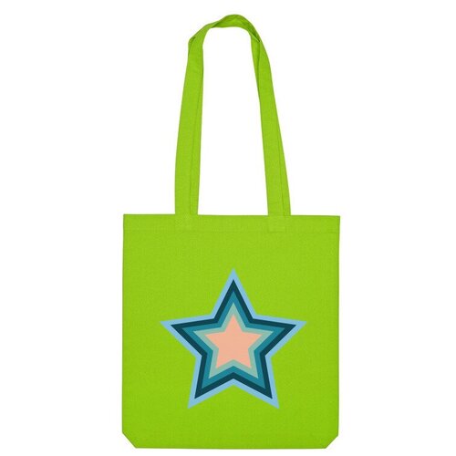 мужская футболка геометрическая ретро звезда xl белый Сумка шоппер Us Basic, зеленый