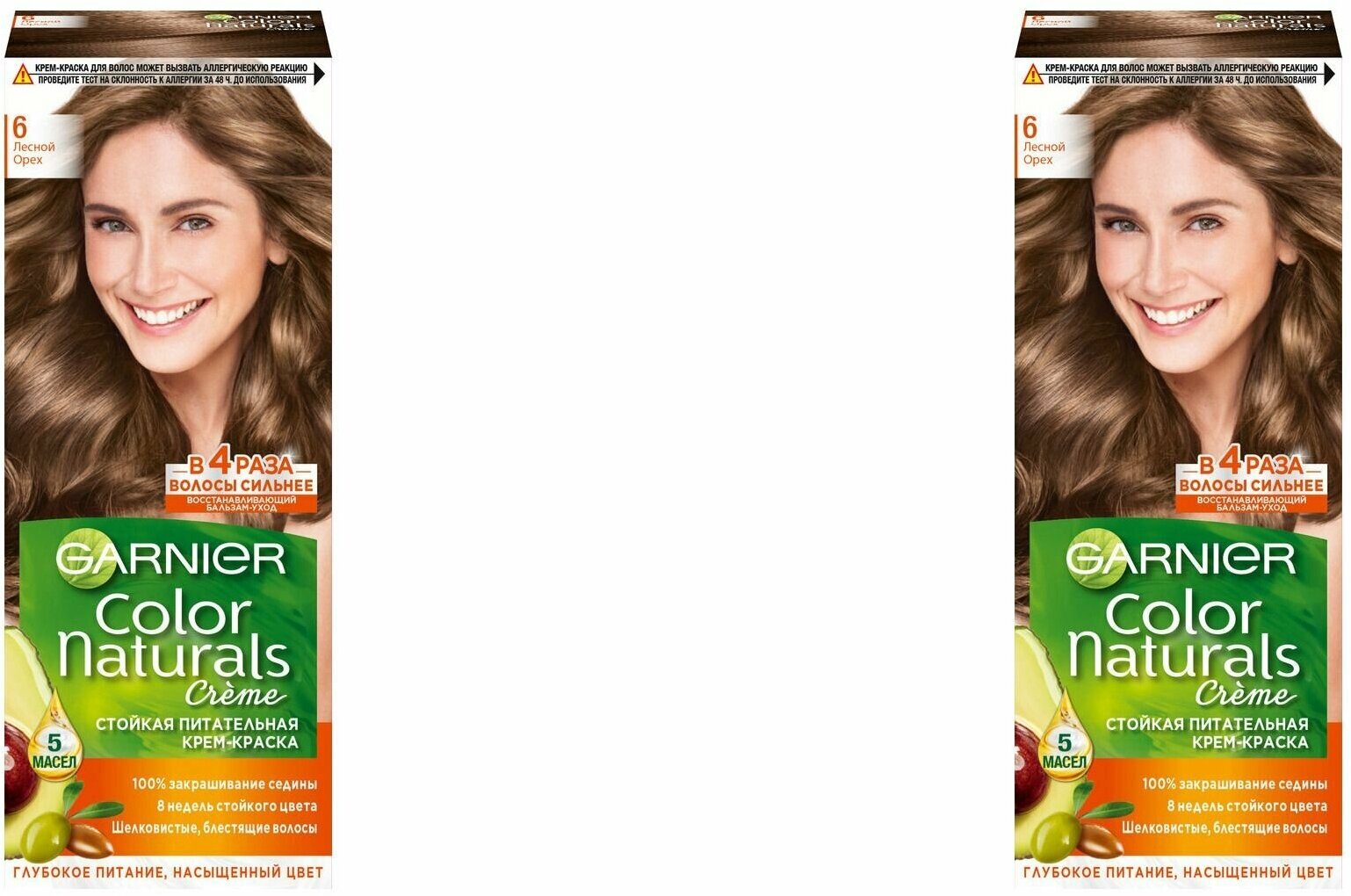 Крем-краска для волос, Garnier, Color Naturals, 6 Лесной орех, 110 мл, 2 шт