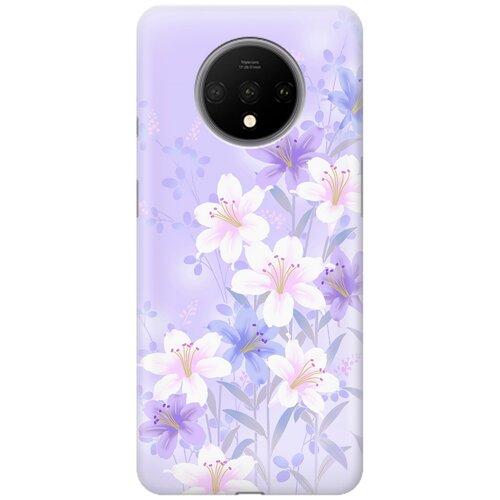 фото Ультратонкий силиконовый чехол-накладка для oneplus 7t с принтом "лилии на фиолетовом" gosso