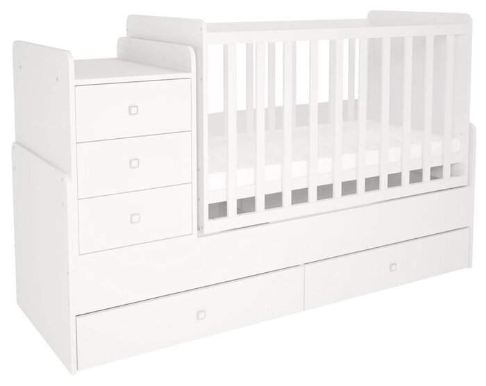 Кроватка детская с комодом Polini kids Simple 1100 Белый *1 0001227.9,