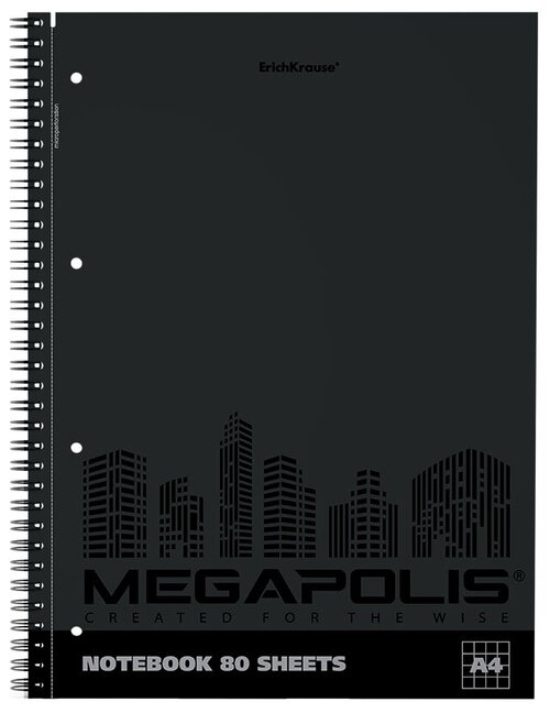 Блокнот ErichKrause Megapolis A4, 80 листов 49810, черный
