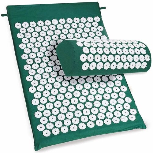 Аппликатор Кузнецова Массажный коврик акупунктурный Игольчатый подушка комплект 2 в1 зеленый 988₽