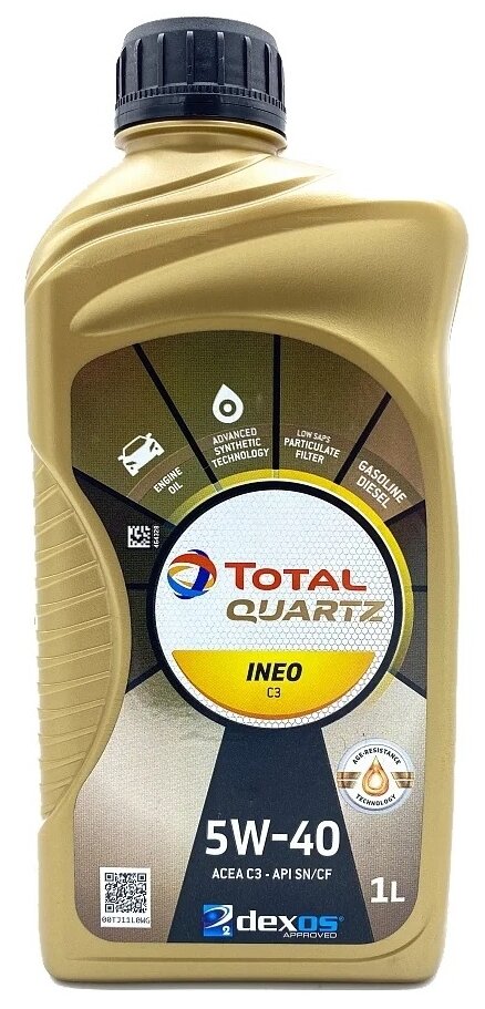 Масло моторное синтетическое Total quartz ineo c3 5w-40 1л (174776) 213789 Total 213789