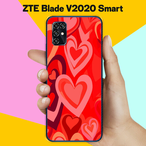 Силиконовый чехол на ZTE Blade V2020 Smart Красные Сердца / для ЗТЕ Блейд Ви2020 Смарт силиконовый чехол на zte blade v2020 smart серый кот для зте блейд ви2020 смарт