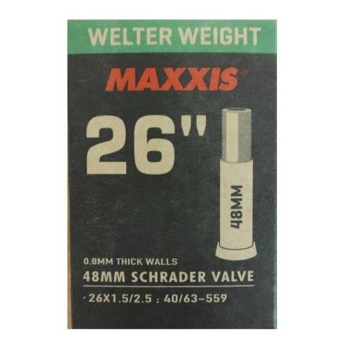 Камера для велосипеда Maxxis Welter Weight 26 1.50/2.50 (40-559/63-559) 0.8 LSV48 (B-C) Shrader AV EIB00137100 велосипедная камера 26 x 1 50 maxxis welter weight 26 26 1 50 черный 174 г