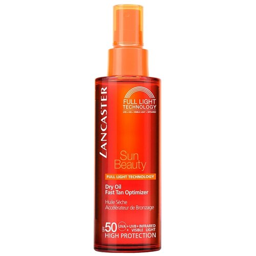 дымка для тела spf 50 lancaster sun sport cooling invisible mist 200 мл Lancaster Lancaster Sun Beauty шелковистое масло быстрый загар SPF 50, 150 мл