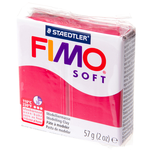 Полимерная глина FIMO Soft запекаемая вишневый (8020-26), 57 г красный 57 г