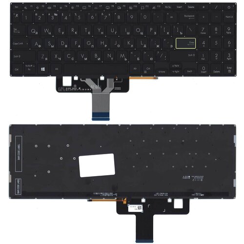 Клавиатура для Asus S533F черная с подсветкой p/n: NSK-W45SB 01, 9Z. NG060M801, 0KNB0-F124US00 клавиатура для asus n501jw g501jw topcase p n 0k200 00240000 9z n8slq m01 0knb0 662eru00 nsk usmlq