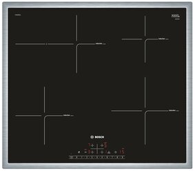 Индукционная варочная панель Bosch PIF645FB1E, цвет панели черный, цвет рамки серебристый