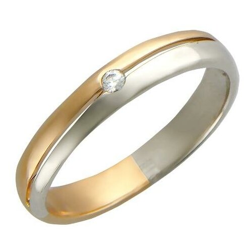 фото Кольцо из двух цветов золота 585 пробы с фианитом 01о160056. размер 18 эстет