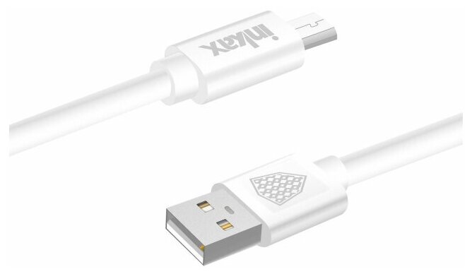 USB кабель inkax CK-13 для зарядки, передачи данных, MicroUSB, 1 метр, ТРЕ, белый