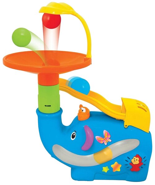 Развивающая игрушка Kiddieland Забавный слон с шарами, оранжевый/желтый/голубой