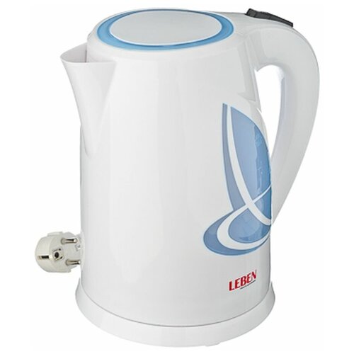 Чайник Leben 475-124, белый/голубой leben чайник электрический 1 8л 1850вт металл черный