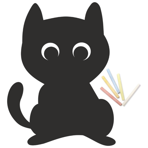 фото Магнитная меловая доска doski4you "кот №2" для рисования на холодильник + мел / детская грифельная черная
