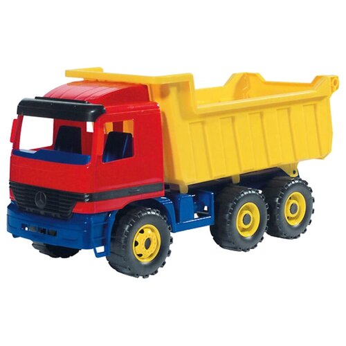 Грузовик ЛЕНА Powerful Giants Actros (02020), 62 см, красный/желтый/синий машина lena грузовик actros 63 см с бортом в подарочной упаковке