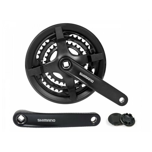 фото Система shimano ty301, 170мм, 48/38/28, с защитой, черная, без упаковки