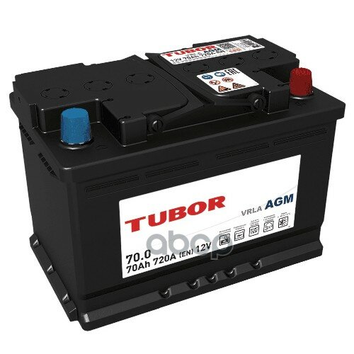 Аккумулятор TUBOR AGM 12V 70Ah 720A (-+) обратная Euro B13 278х175х190 4610082700079 1шт