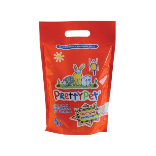 Pretty Cat Древесный наполнитель для грызунов с морковными чипсами 6л  Pretty Pet 2 кг 33001 (2 шт)