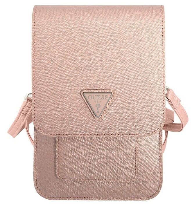 Сумка Guess Wallet Bag Saffiano Triangle logo для смартфонов розовая