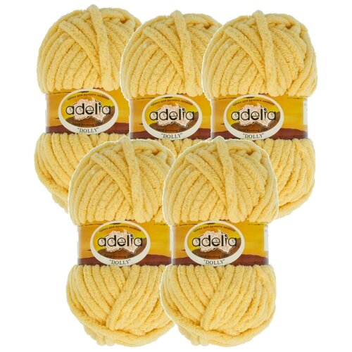 Пряжа Adelia Пряжа ADELIA "DOLLY" 100% полиэстер 5 шт.х100г 40м, 100 % полиэстер, 100 г, 40 м, 5 шт., №03 светло-желтый