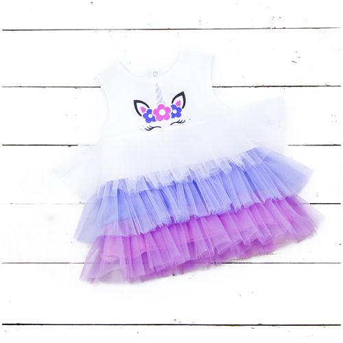 фото Платье алиса, хлопок, размер 80, белый, фиолетовый