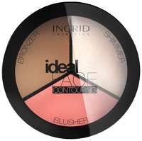 Ingrid Cosmetics Палитра для контурирования лица Ideal Face 3 в 1, розовый/бежевый/кремовый