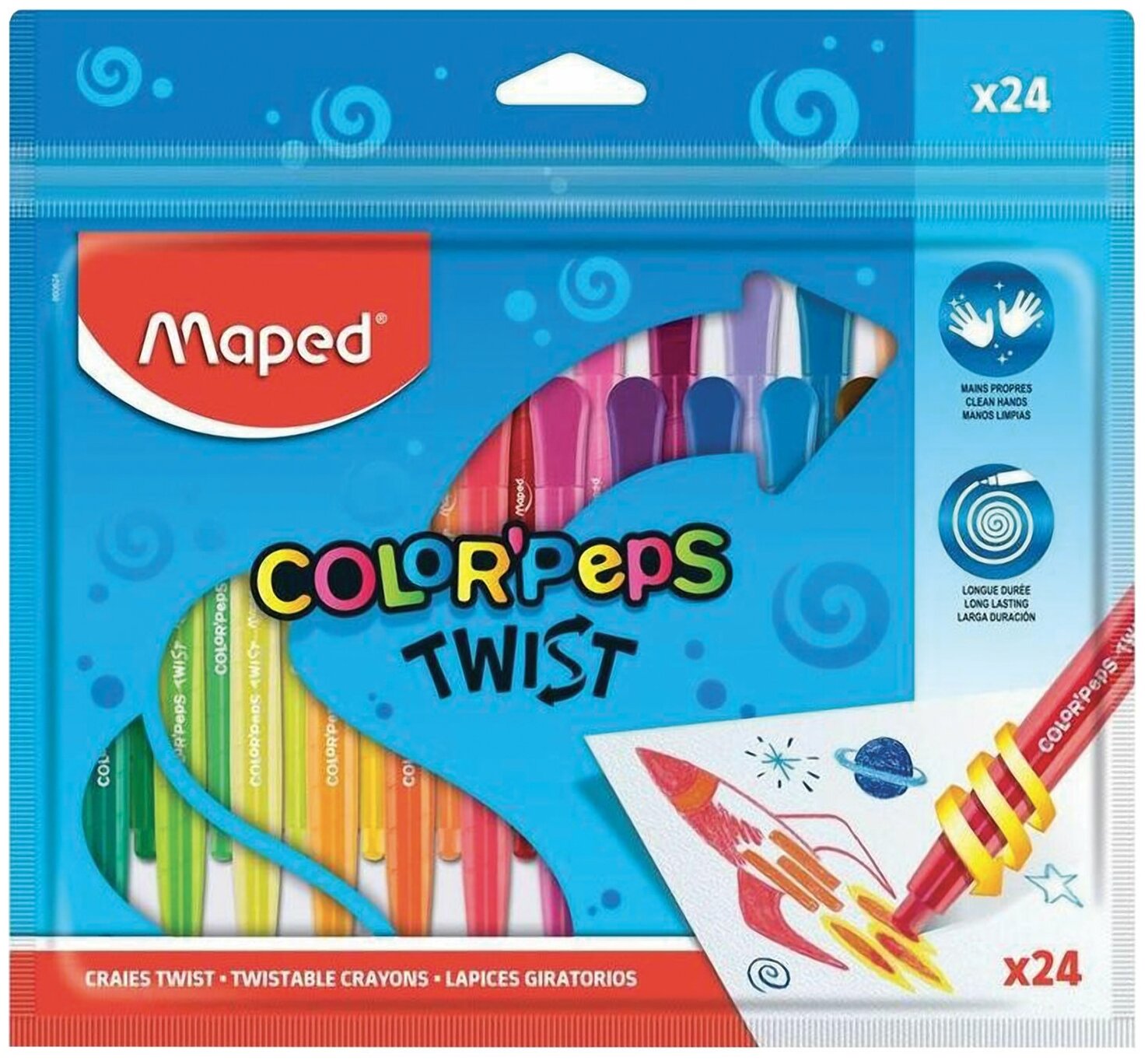 Мелки восковые 24 цвета "Color'Peps Twist" (860624) Maped - фото №1
