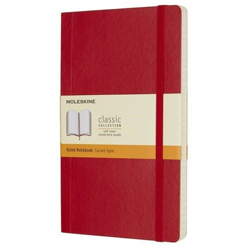 Блокнот Moleskine Classic Soft Large 130x210, 96 листов, красный, цвет бумаги бежевый