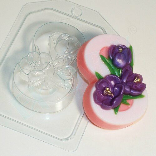8 марта - Крокусы по диагонали форма для мыла пластиковая