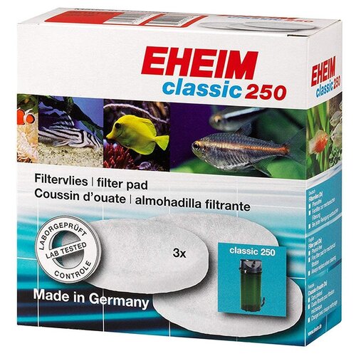 Наполнитель Eheim картридж Filter pad для EHEIM classic 250 (комплект: 3 шт.) 3 белый 155 мм 155 мм 65 мм