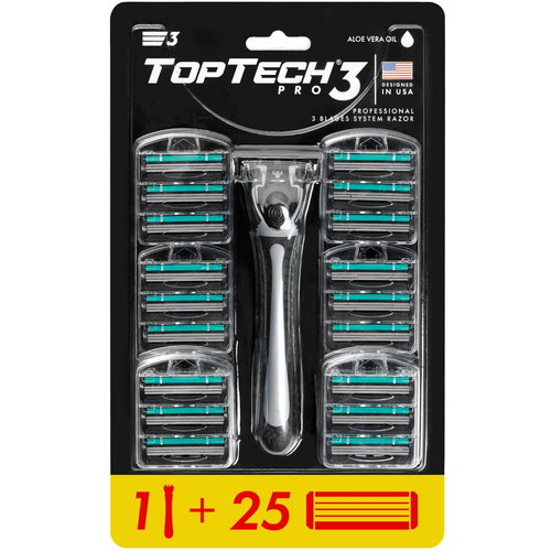 Станок TopTech Pro 3 + 31 сменная кассета. Мужской бритвенный набор станок toptech pro 3 31 сменная кассета разработано в сша подарочный бритвенный набор