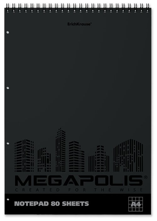 Блокнот ErichKrause Megapolis A4, 80 листов 49813, 2 шт., черный