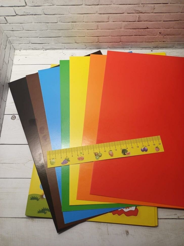 Картон цветной мелованный двусторонний Каляка-Маляка 195х265 мм, 7 цветов, 7 листов