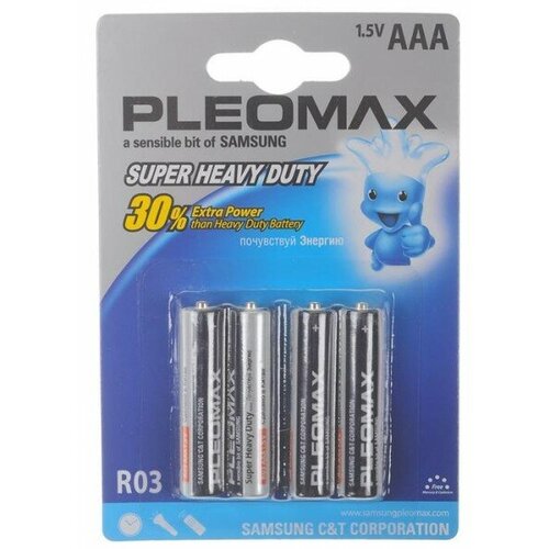 Батарейка AAA Samsung Pleomax R03-4BL Super Heavy Duty, 1.5В, (4/40/400)