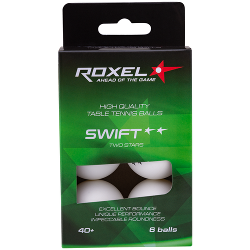 Мяч для настольного тенниса Roxel 2* Swift, белый, 6 шт.