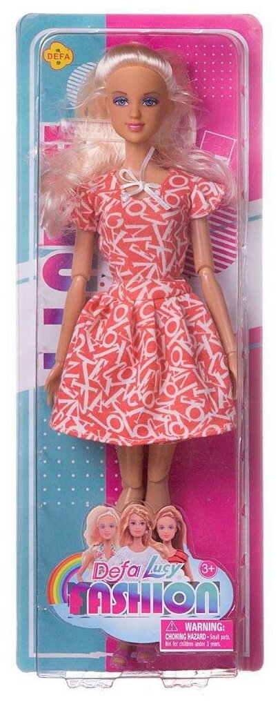 Кукла Defa Lucy Модная девушка, в розово-белом полосатом платье, 28см - фотография № 6