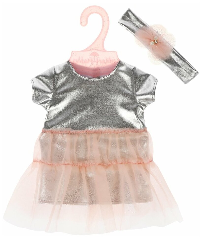 Mary Poppins Платье с повязка для кукол 38-43 см 452160 серебристый/розовый