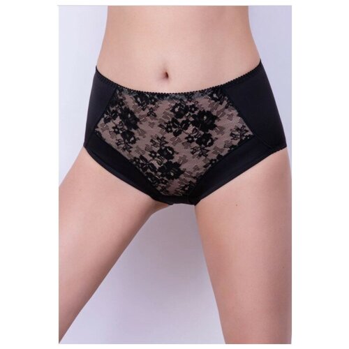 фото Milavitsa трусы слипы высокой посадки classic elegant, размер 102, черный с нюдом