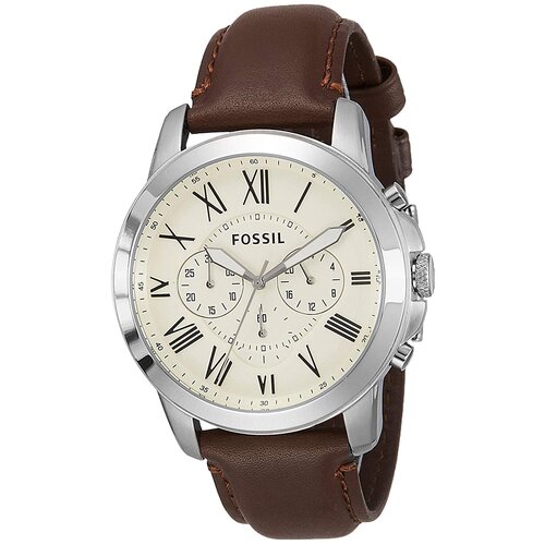 fossil grant fs4735 с хронографом Наручные часы FOSSIL Grant FS4735, коричневый, бежевый