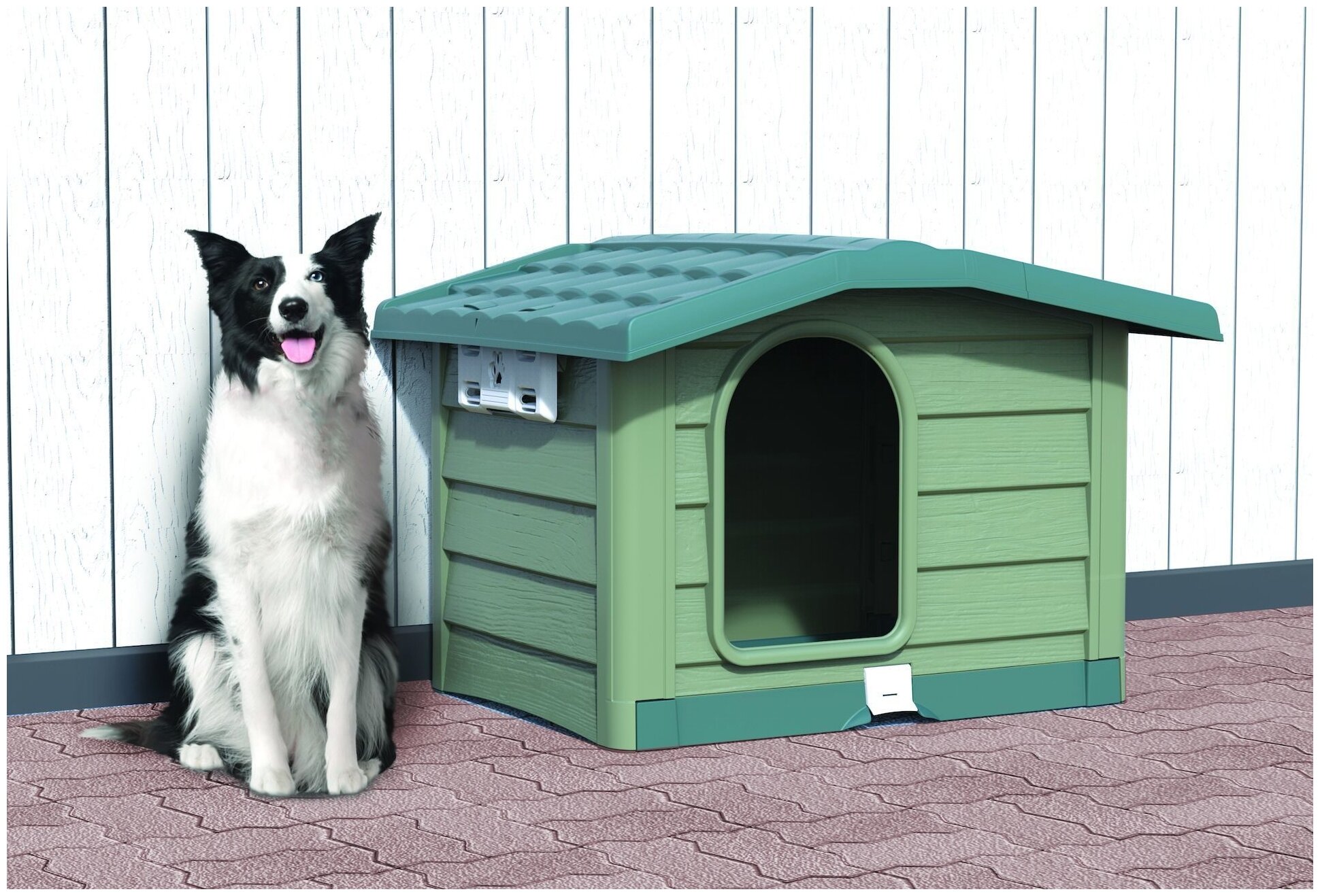 Будка для собак Bama Pet Bungalow M зеленый пластик 89 х 75 х 62 см (1 шт) - фотография № 3