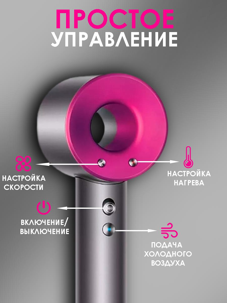 Профессиональный фен для волос Super Hair Dryer, 3 режима, 5 магнитных насадок, ионизация воздуха - фотография № 5