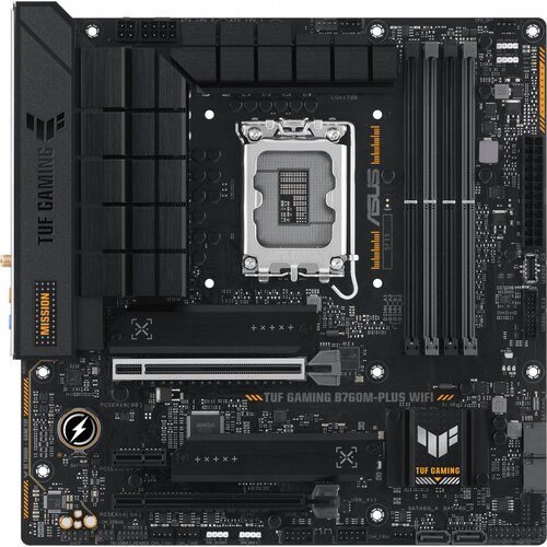 ASUS Материнская плата Asus TUF GAMING B760M-PLUS WIFI Soc-1700 Intel B760 4xDDR5 mATX AC`97 8ch(7.1) 2.5Gg RAID+HDMI+DP TUF GAMING B760M-PLUS WIFI