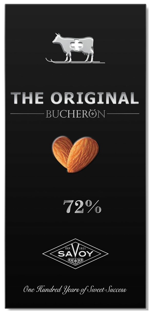 Шоколад BUCHERON BUСHERON THE ORIGINAL 72% горький с миндалём 100 г - фотография № 1