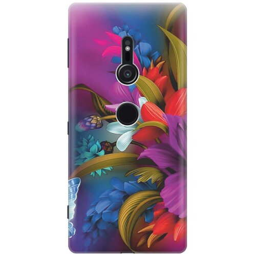 фото Cиликоновый чехол на sony xperia xz2 / сони иксперия икс зет 2 с принтом "фантастические цветы" gosso